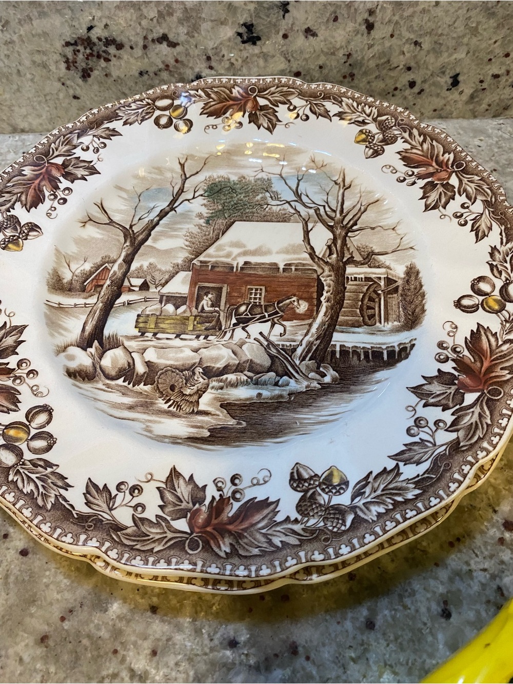 Johnson Brothers Brown and Cream Winter Farmhouse Dinner Plate 6 piece set - Picture 8 of 9